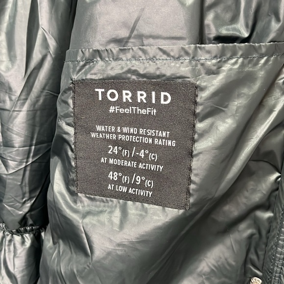 Torrid Lightweight Nylon Hooded Puffer Jacket Green Size 3 - Picture 10 of 17